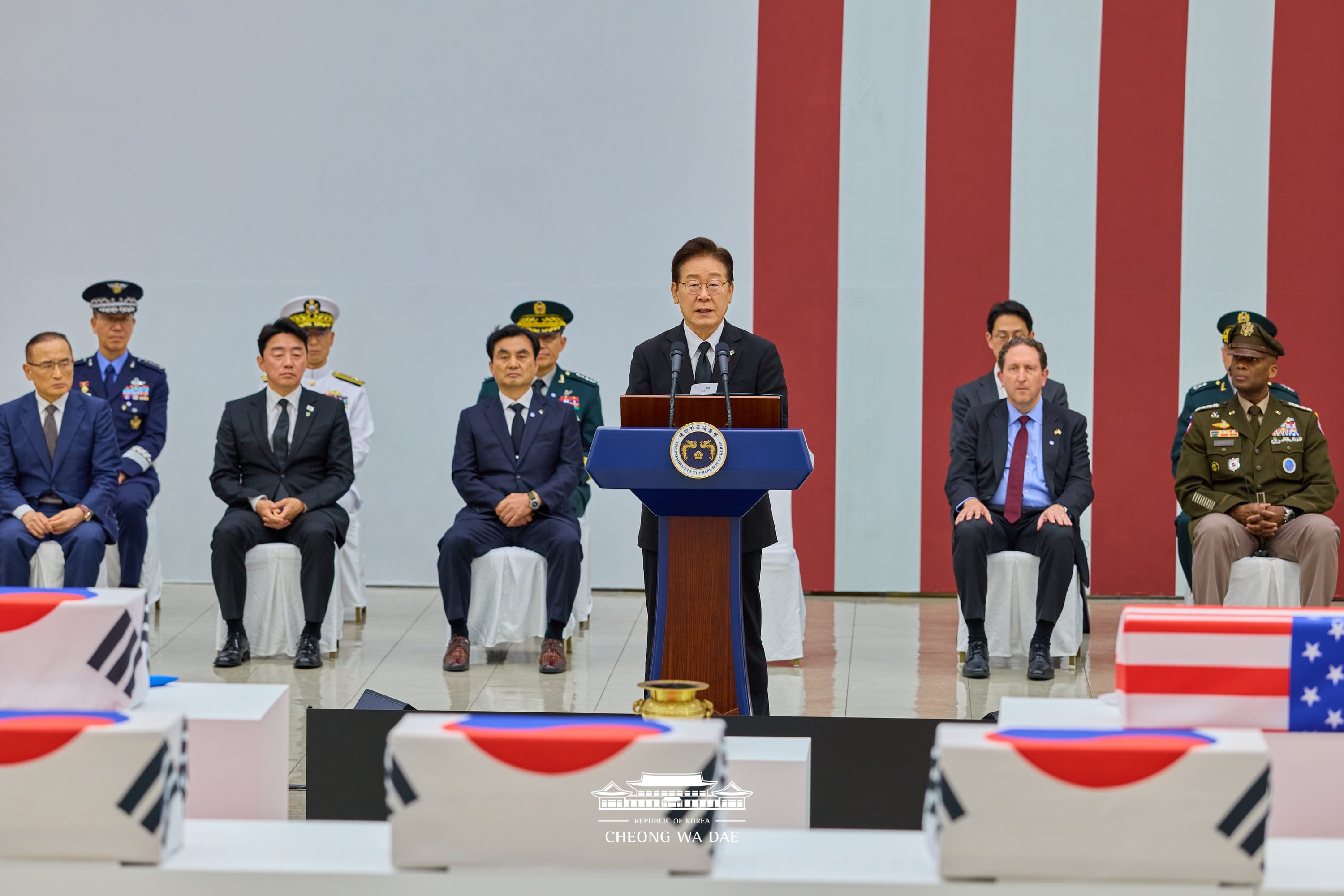 Memorial Address by President Lee Jae Myung at the Ceremony for Mutual Repatriation of the Remains of Korean and U.S. Soldiers Fallen in the Korean War